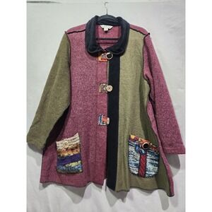 Coldwater Creek PXL Artists Dream Patchwork Mixed Print Multicolor Pocket Jacket